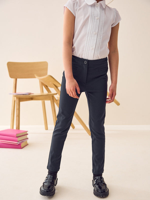 Navy Blue Regular Length School Skinny Stretch Trousers (3-18yrs)