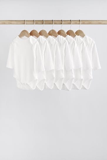 White Essential Baby Long Sleeve Bodysuits(immediate)