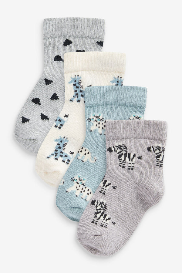 Green/Grey Character Baby Socks 4 Pack (0mths-2yrs)