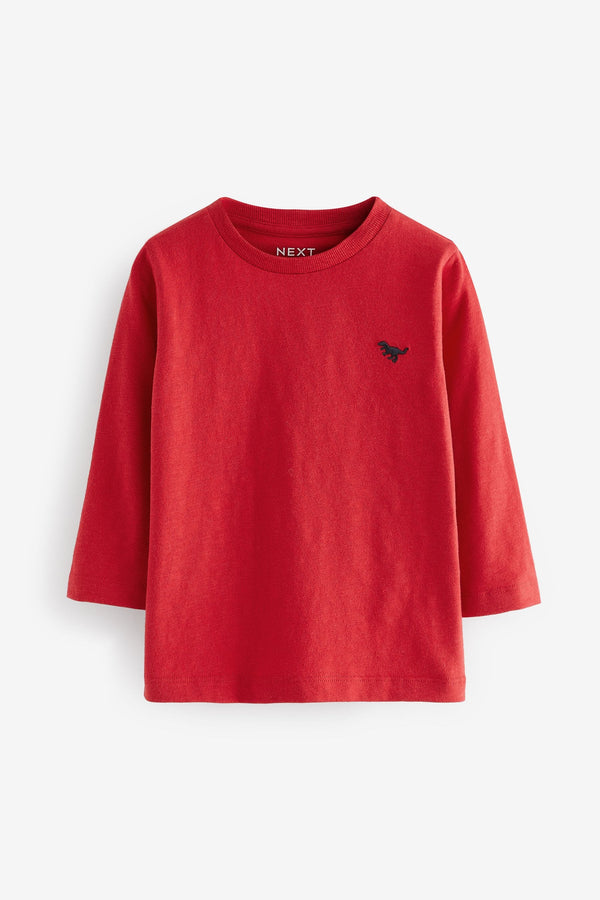 Red 100% Cotton Long Sleeve Plain T-Shirt (3mths-7yrs)