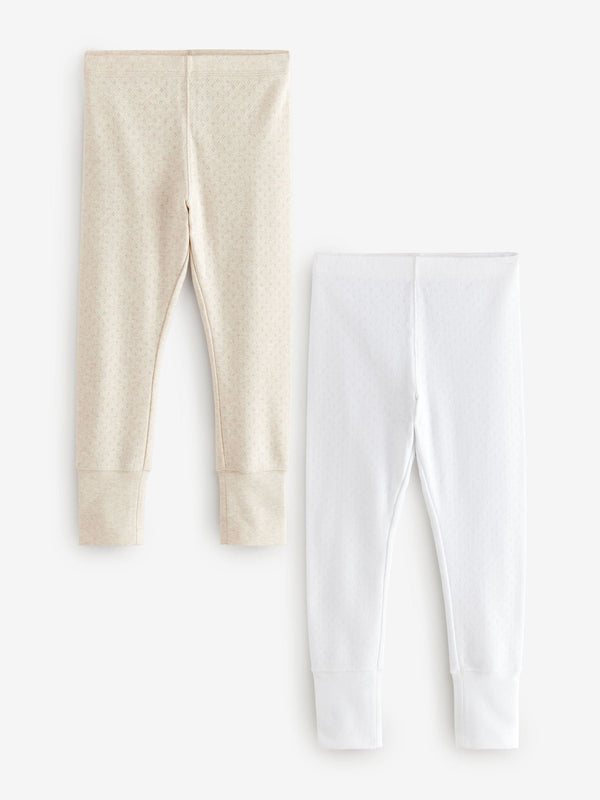 Oatmeal/White Thermal Leggings 2 Pack (2-16yrs)