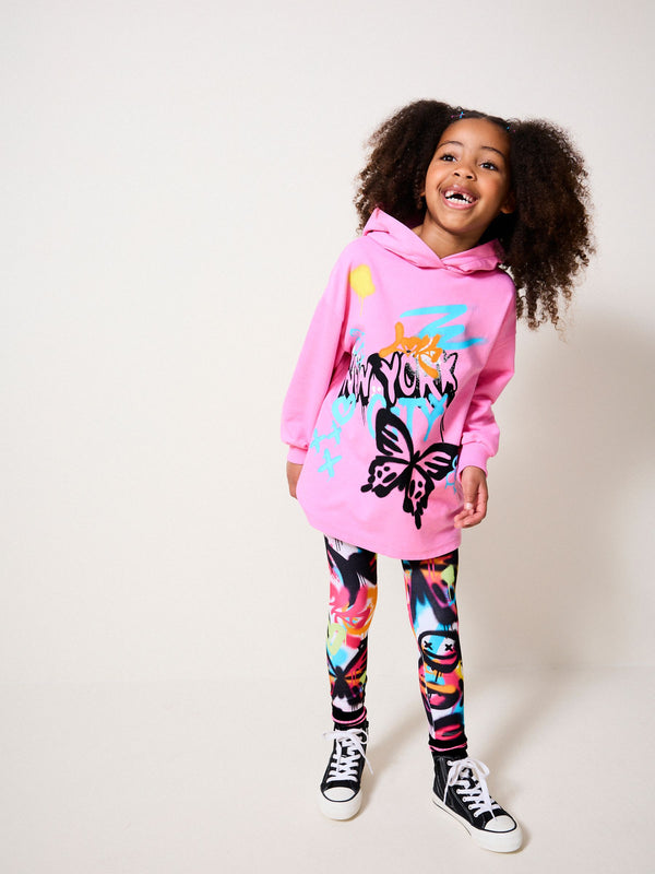 Pink Graffiti 100% Cotton Hoodie and Leggings Set (3-16yrs)