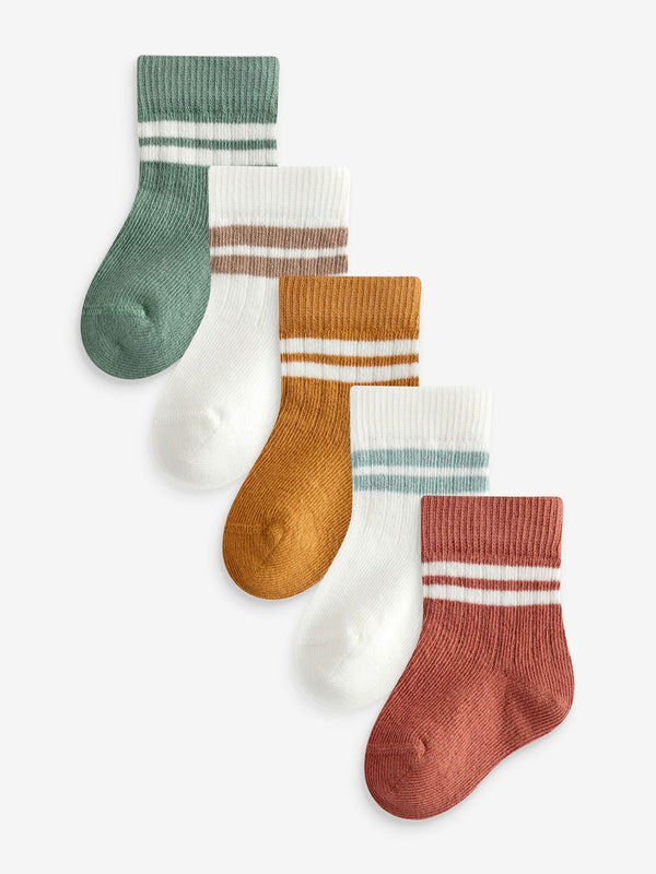 Brown Baby Socks 5 Pack (0mths-2yrs)