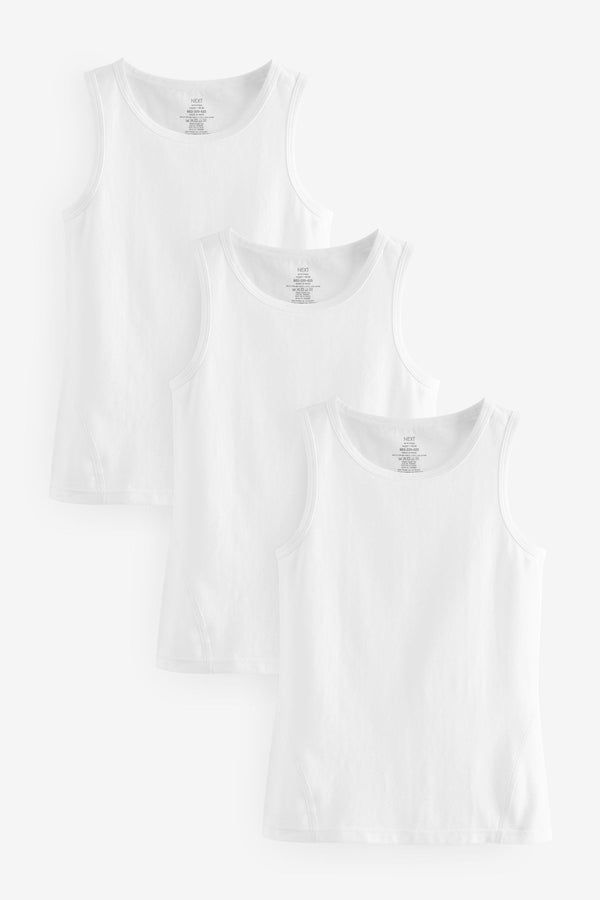 White Kind to Skin 3 Pack Vests (1.5-12yrs)