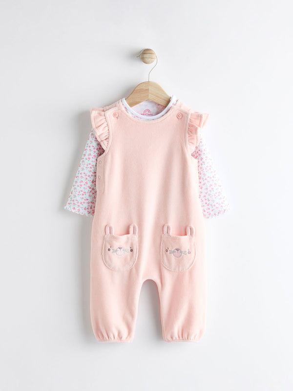 Pink Baby Dungarees and Longsleeve Bodysuit Set (0mths-2yrs)