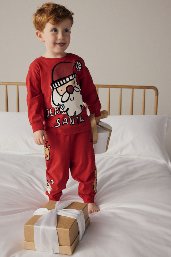 Red Santa Characters 100% Cotton Single Christmas Pyjamas (9mths-12yrs)