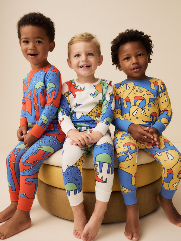 Multi Bright Dinosaur Snuggle Pyjamas 3 Pack (9mths-10yrs)