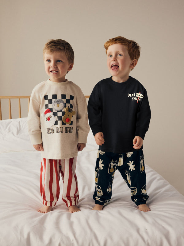 Red/Black Christmas Checkerboard 100% Cotton Oversized Pyjamas 2 Pack (9mths-12yrs)