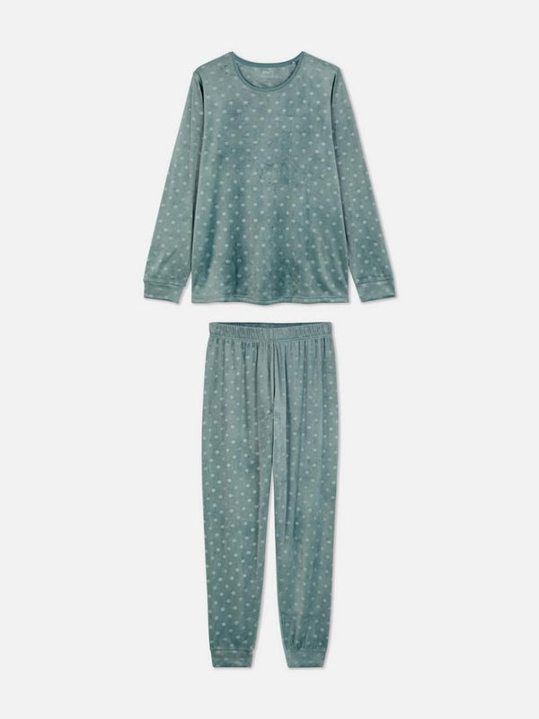 Plush Velour teal Pyjama Set