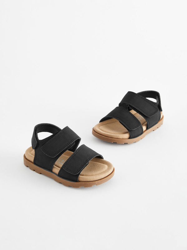 Black Double Touch Fastening Strap Corkbed Sandals