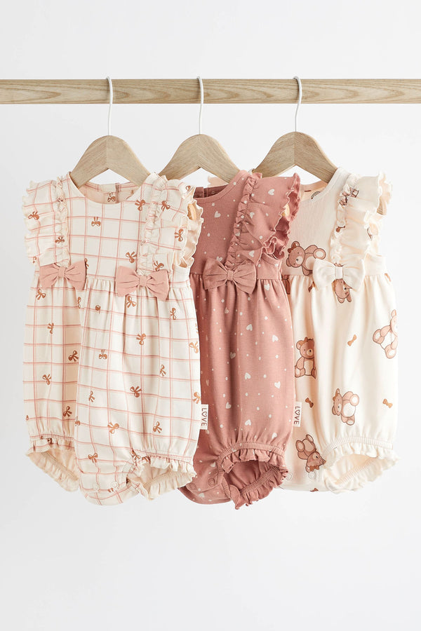 Pink/Cream Baby Rompers 3 Pack