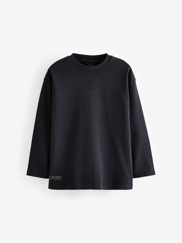 Black Long Sleeve Heavyweight Washed T-Shirt (3-16yrs)