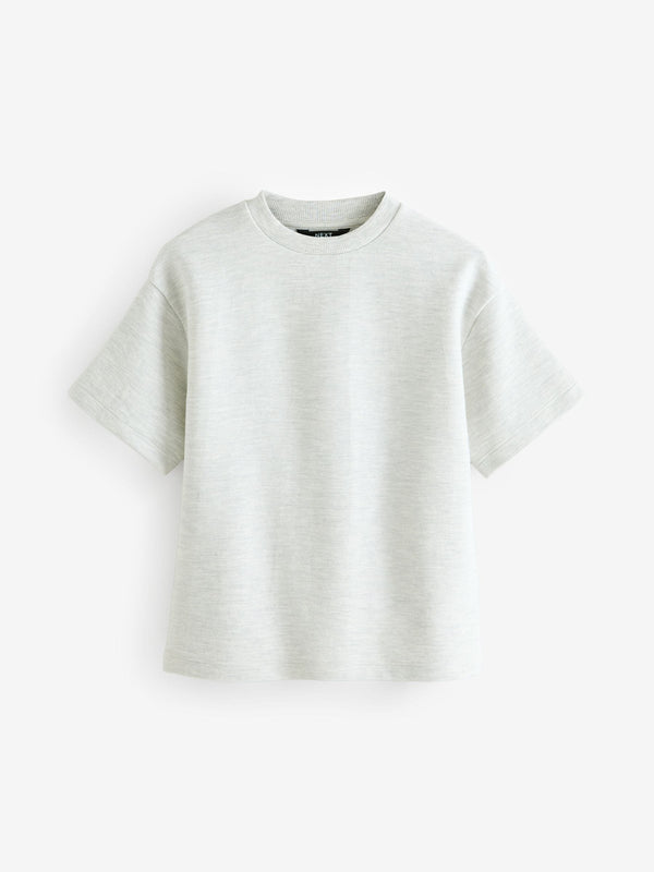 Grey Oversized Fit Short Sleeve Textured T-Shirt (3-16yrs)