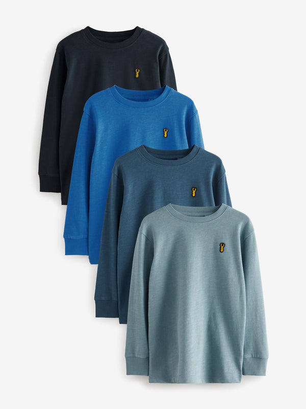 Blue Stag Logo Long Sleeve Cosy T-Shirts 4 Pack (3-16yrs)