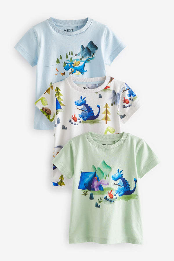 Minerals 100% Cotton Short Sleeve Character T-Shirts 3 Pack (3mths-7yrs)