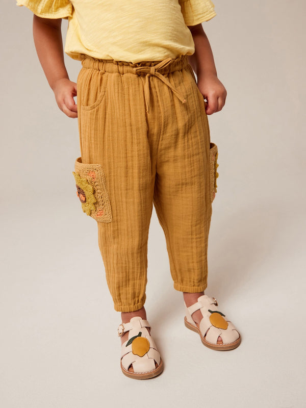 Ochre Yellow Crochet Pocket Trousers (3mths-7yrs)