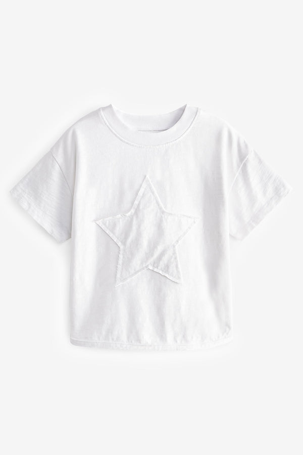 White Short Sleeve Appliqué T-Shirt (3mths-7yrs)