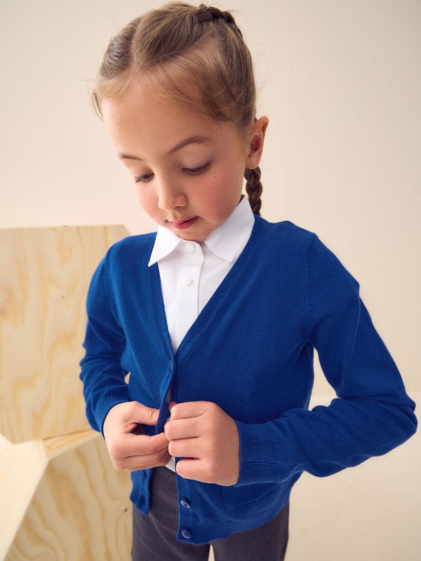 Blue Cotton Rich Bow Pocket School Cardigan (3-16yrs)