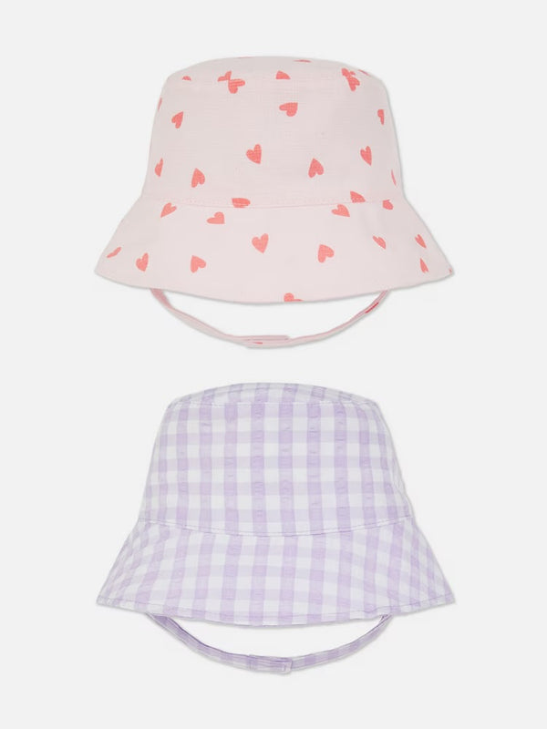 Primark 2 pk heart/gingham bucket hats