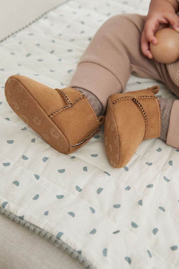 Tan Brown Warm Lined Baby Pull On Boots (0-2mths)