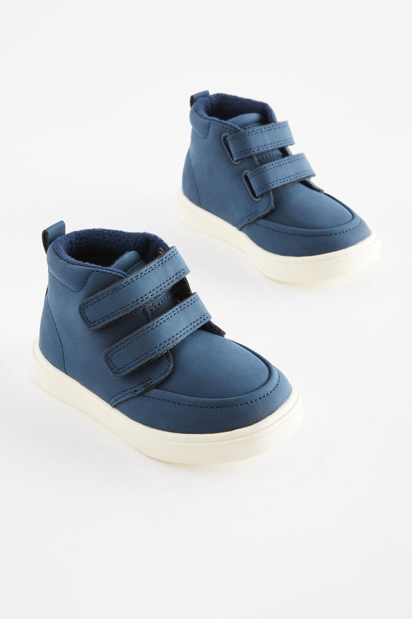 Navy Blue With Off White Sole Warm Lined Touch Fastening Boots