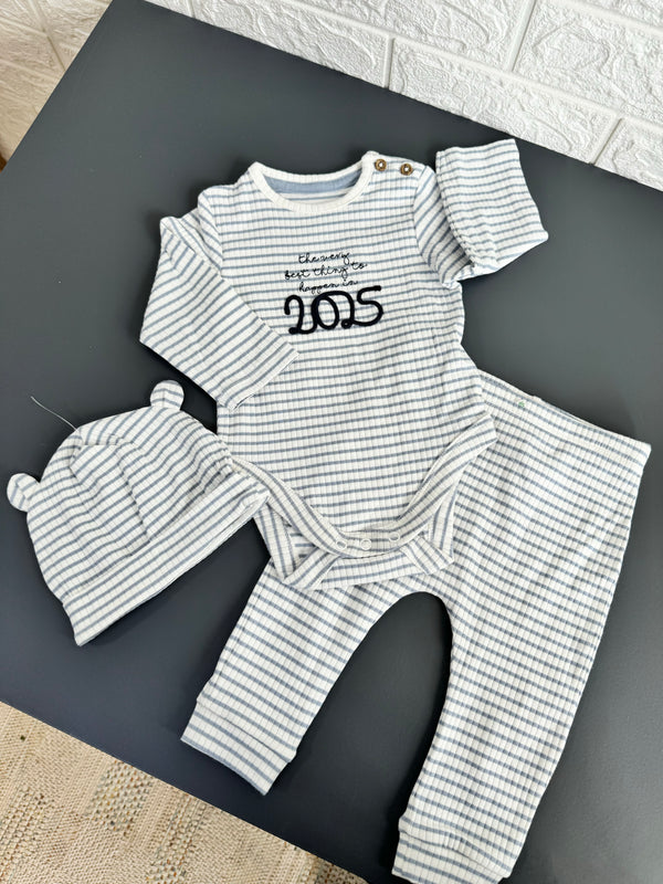 George Born in 2025 3 Piece Bodysuit, Leggings and Hat set