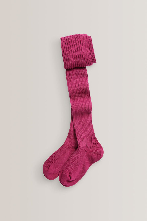 Magenta Pink Cotton Rich Rib Tights