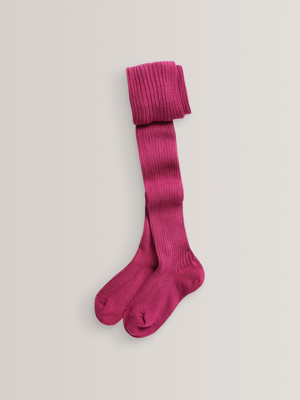 Magenta Pink Cotton Rich Rib Tights