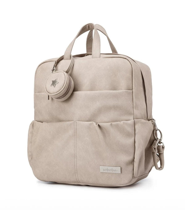 Beige big size mummy diaper backpack bag