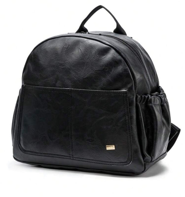 Leather diaper backpack black