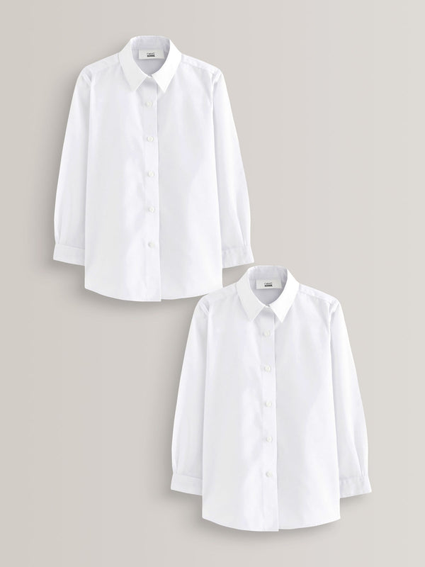 White Slim Fit 2 Pack Long Sleeve Formal School Shirts (3-18yrs)