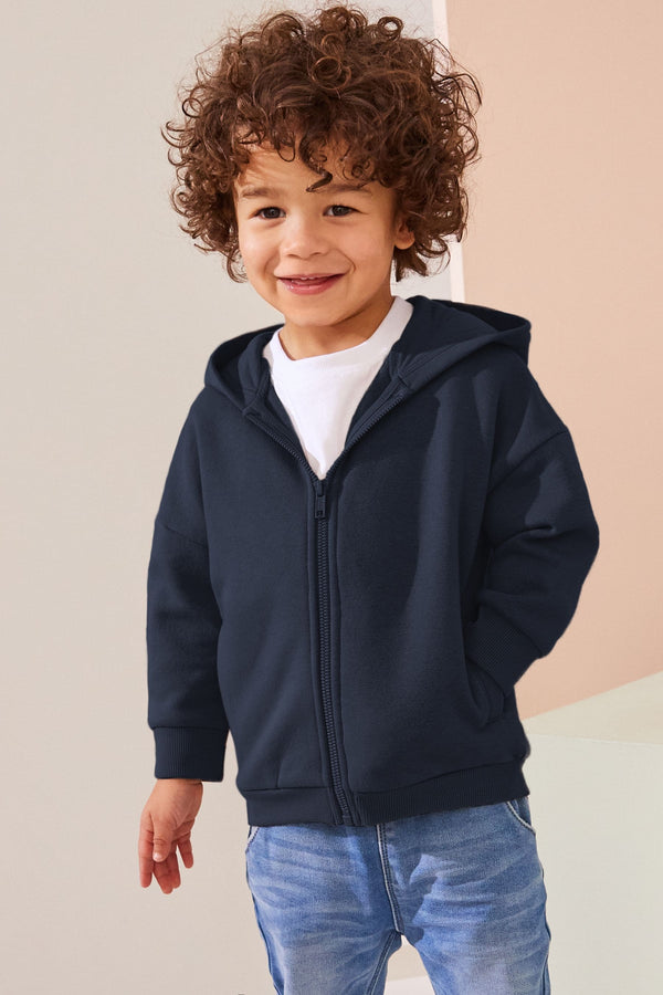 Navy Blue Zip Through Hoodie (3mths-7yrs)