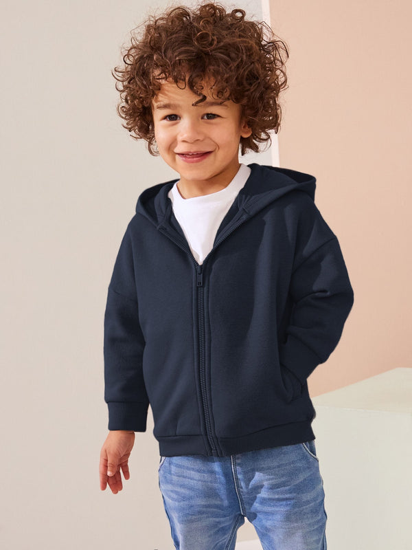 Navy Blue Zip Through Hoodie (3mths-7yrs)