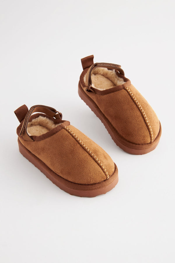 Tan Brown Cosy Slipper Mules