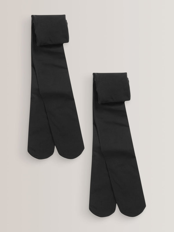 Black Regular Length 2 Pack 40 Denier School Tights