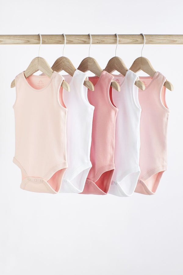 Pink/White Baby Vest Bodysuits