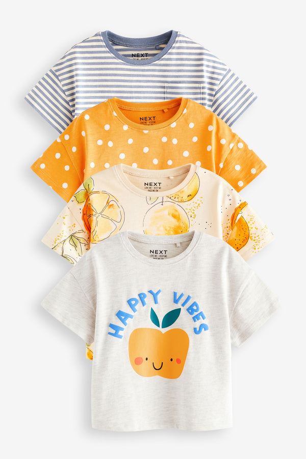 Yellow Short Sleeve T-Shirt 4 Pack (3mths-7yrs)