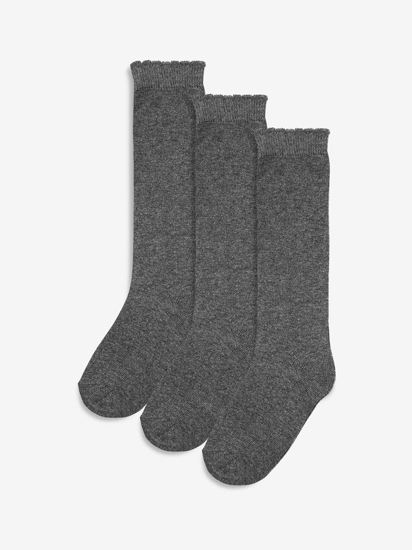 Grey 3 Pack Cotton Rich Knee High Schools Socks