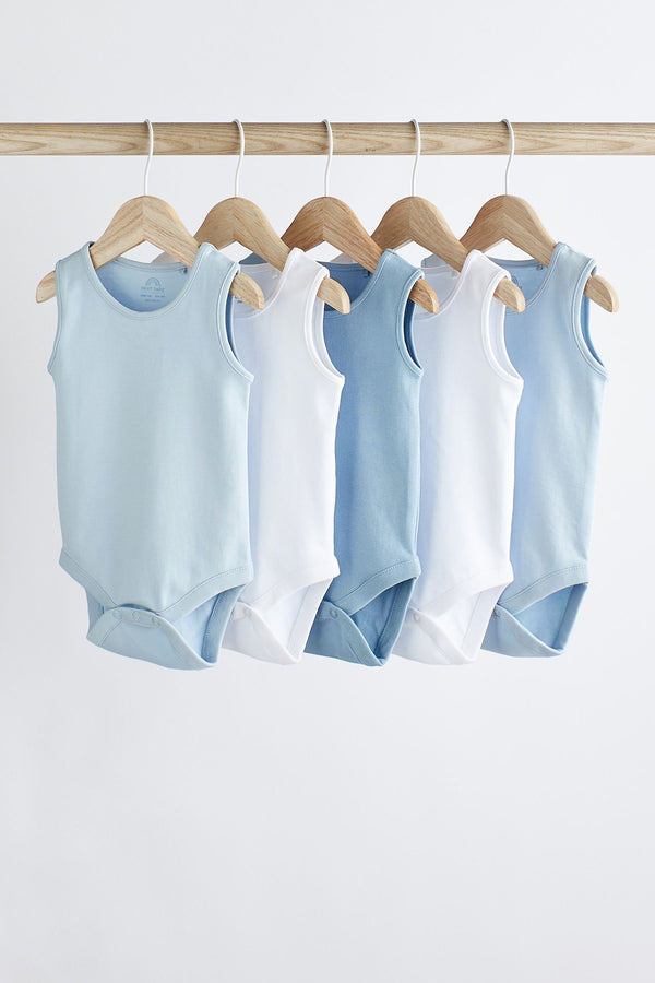 Blue Baby 5 Pack Vest Bodysuits(immediate)