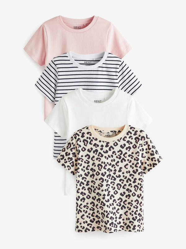 Pink/Stripe/Animal T-Shirts 4 Pack (3-16yrs)