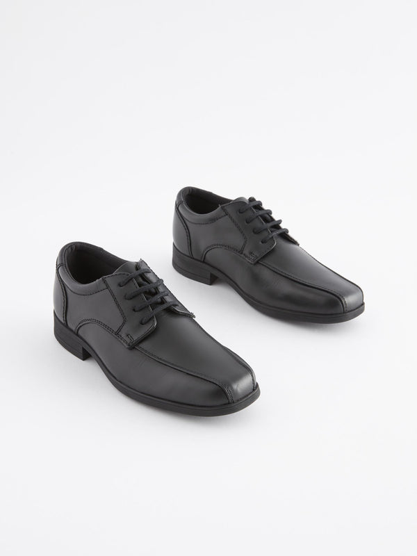 Black Standard Fit (F) School Leather Lace-Up Shoes