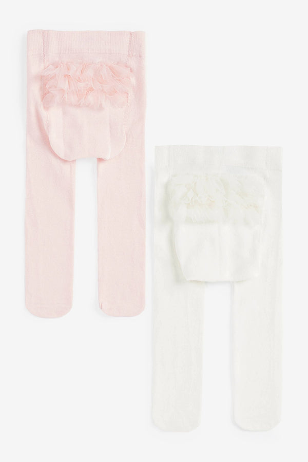 White/Pink Tights Baby 2 Pack (0mths-2yrs)