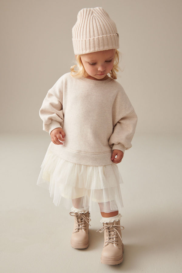 Cream 2-in-1 Long Sleeve Jumper Dress (3mths-7yrs)