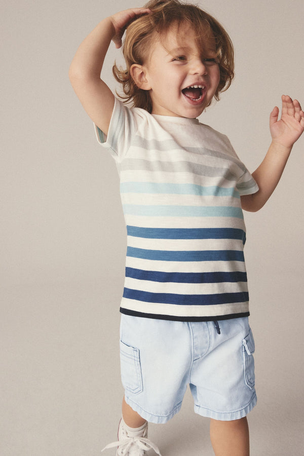 Blue/White Short Sleeve Stripe T-Shirt (3mths-7yrs)