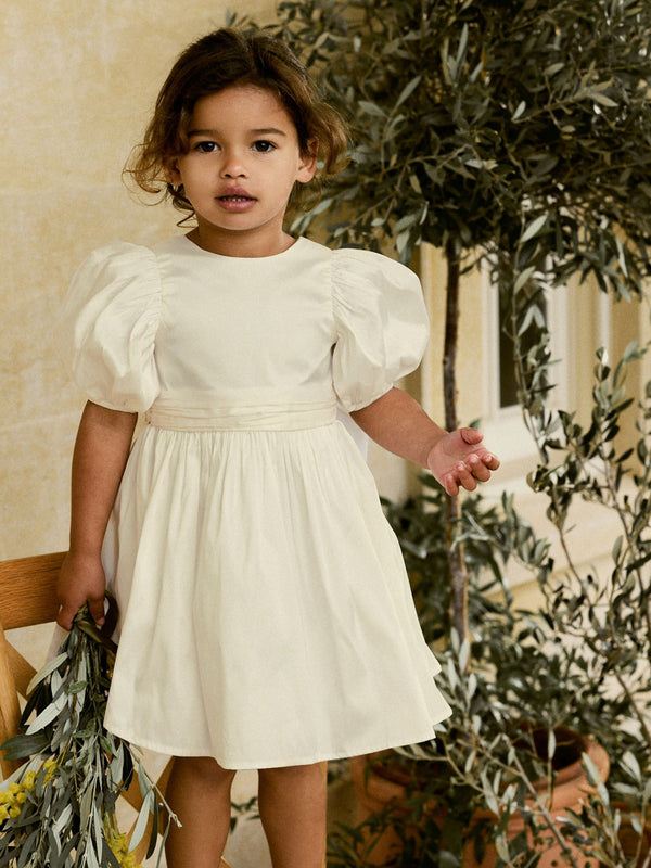 Ivory Flower Girl Taffeta Bow Dress (3mths-8yrs)