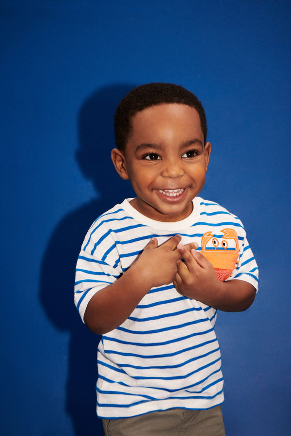 Blue/White Short Sleeve Pocket T-Shirt (3mths-7yrs)