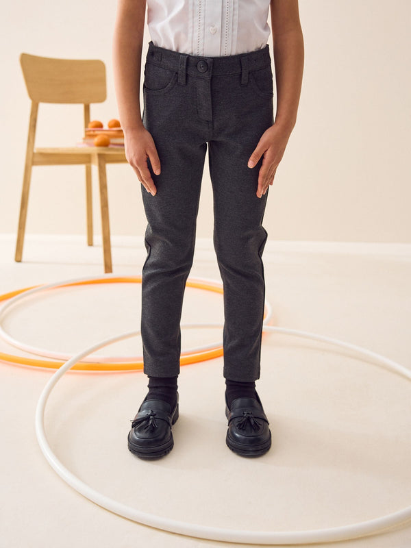 Grey Regular Length Jersey Stretch Skinny School Trousers (3-18yrs)
