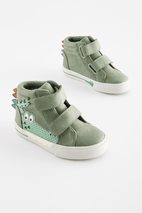 Green Croc Wide Fit (G) Warm Lined High Top Touch Fastening Trainers