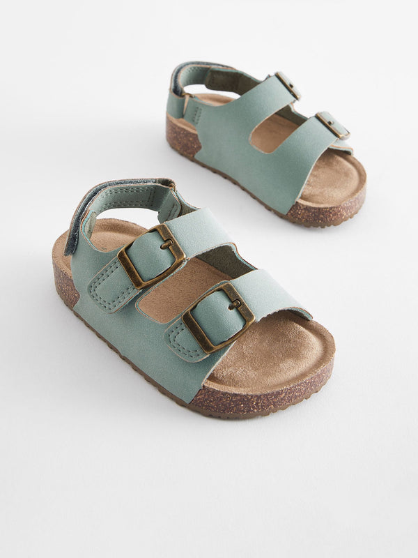 Mint Green Wide Fit (G) Double Buckle Cushioned Footbed Sandals