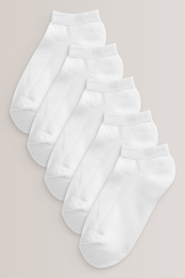 White 5 Pack Cotton Rich Cushioned Sole Trainer Socks